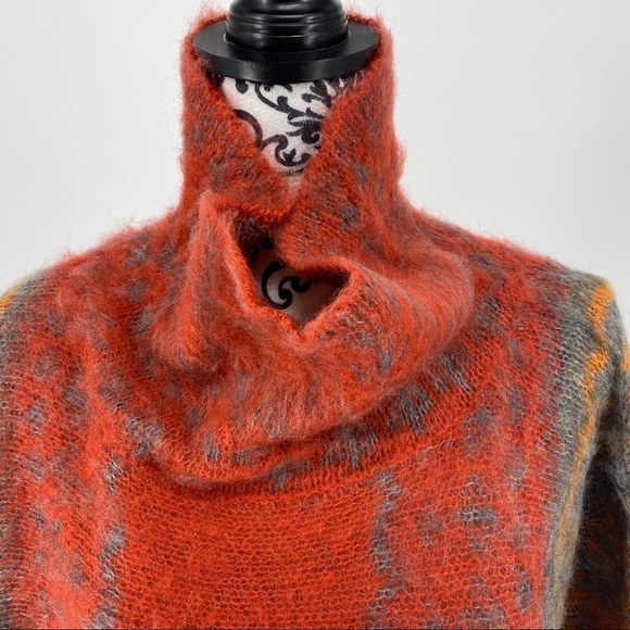 Vertigo orange Cowl Neck Boxy 3/4 Dolman sleeve Sweater. Fall colors. Wool blend - Picture 5 of 9